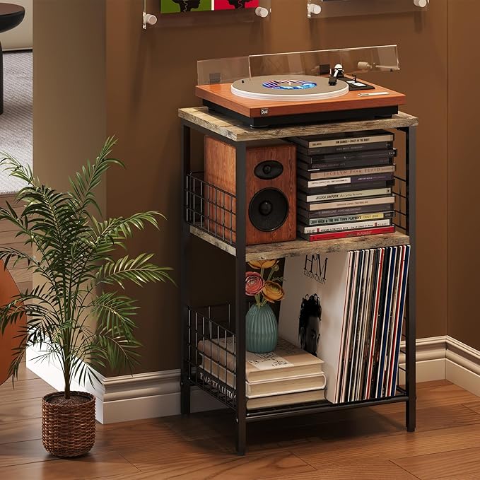 X-cosrack Side Table, Small End Table Record Player Stand - Image 9