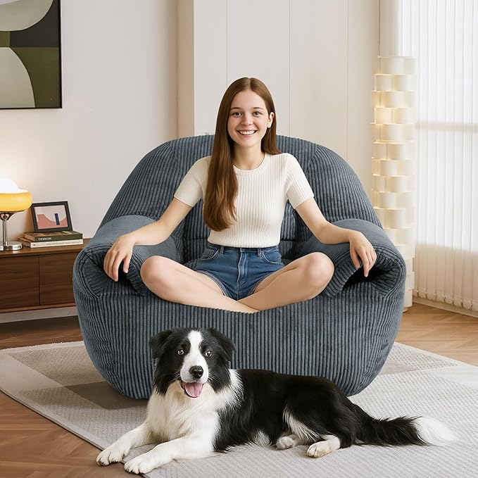 DAICO Bean Bag Chairs for Adults, Giant Bean Bag Chair Comfy Bean Bag Sofa - Image 8