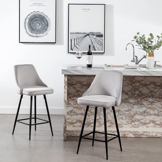 BTEXPERT® Set of 2, Premium upholstered Dining 25" High Counter Back Stool Bar - Image 5