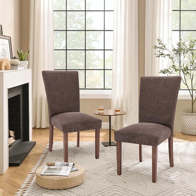Parsons Dining Chairs Set of 4, Upholstered Nailhead Dining Room Kitchen Side - Image 7