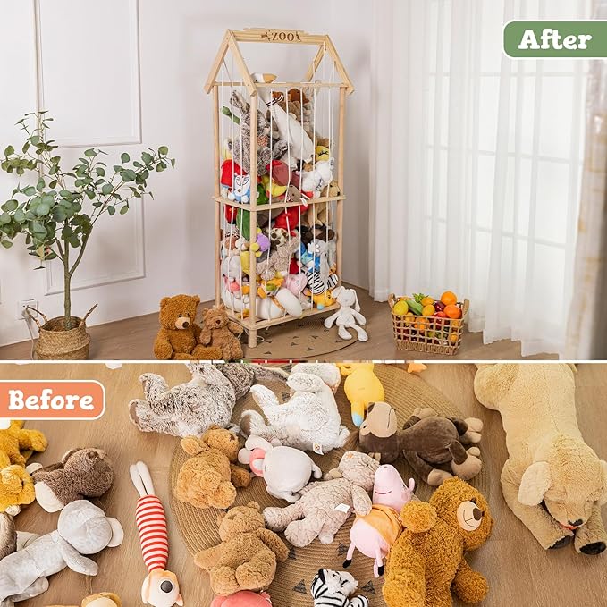 Stuffed Animal Storage, Wooden Stuffed Animal Holder Stuffed Animal Zoo - Image 4