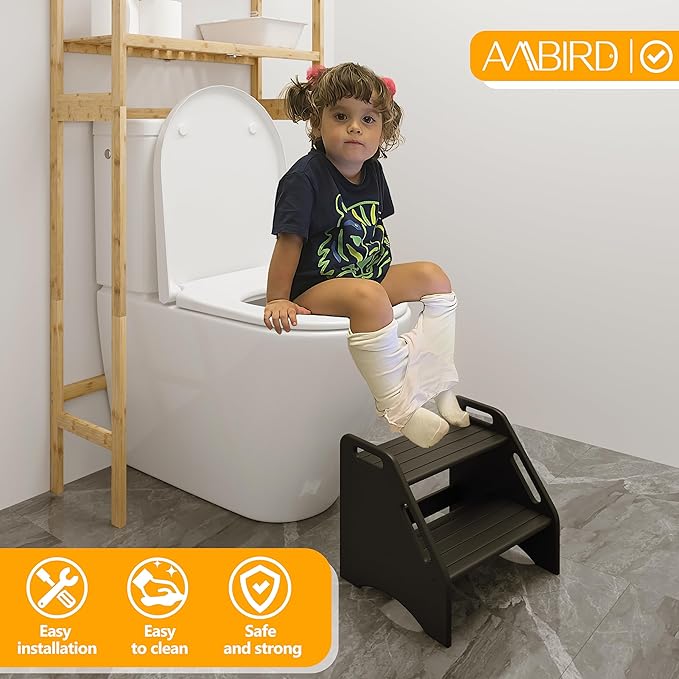 AMBIRD Wooden Step Stool, Two Step Stools 300 lbs Capacity - Image 4