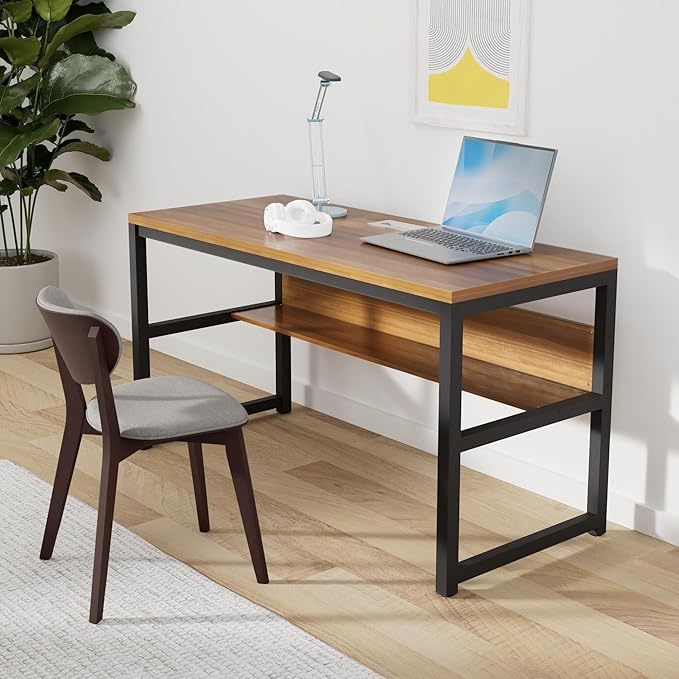 TOPSKY Computer Desk with Bookshelf/Metal Hole Cable Cover 1.18" Thick Desk - Image 2