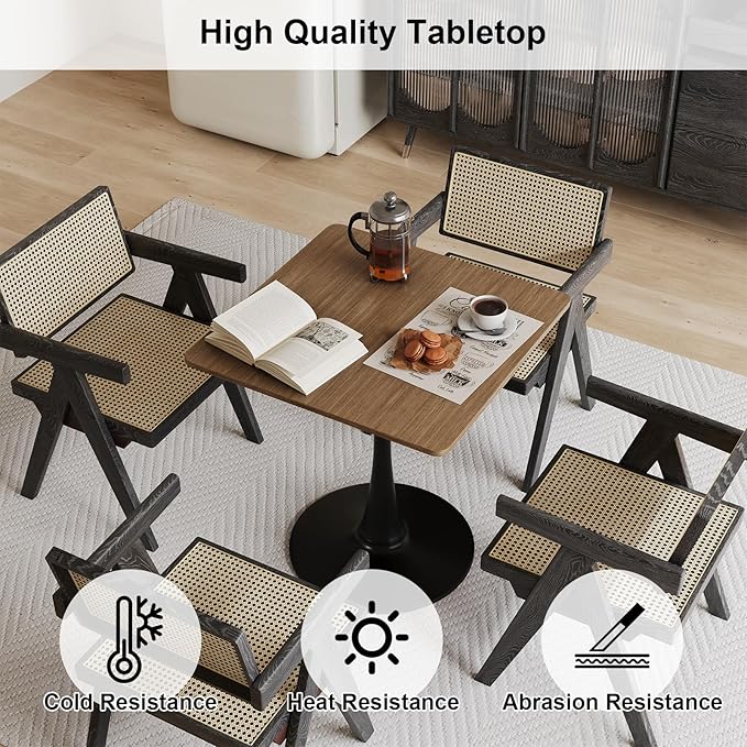 Walnut Square Tulip Table for 2, 24 Inch Small Dining Table - Image 6