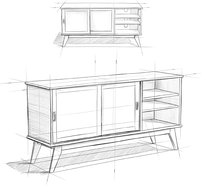 SIMPLIHOME Draper SOLID HARDWOOD 60 Inch Wide Mid Century Modern TV Media Stand - Image 14