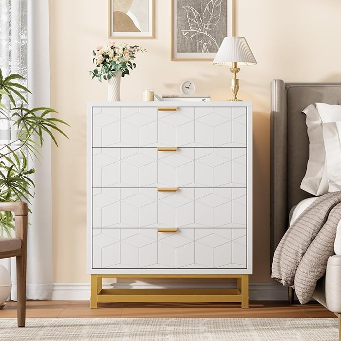 White Dresser, 4 Drawer Dresser - Image 3