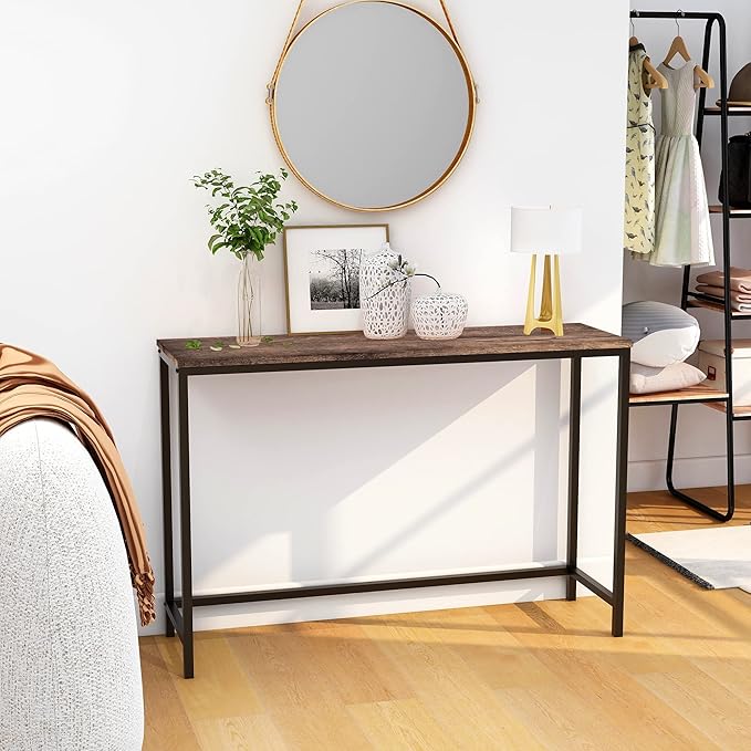 HOMERECOMMEND Rustic Brown Console Table - Image 8