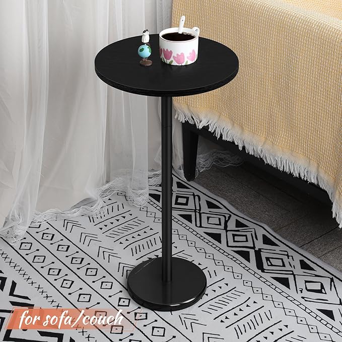 smusei Drink Tables for Small Spaces Pedestal Side Table Set of 2 Small Round - Image 8