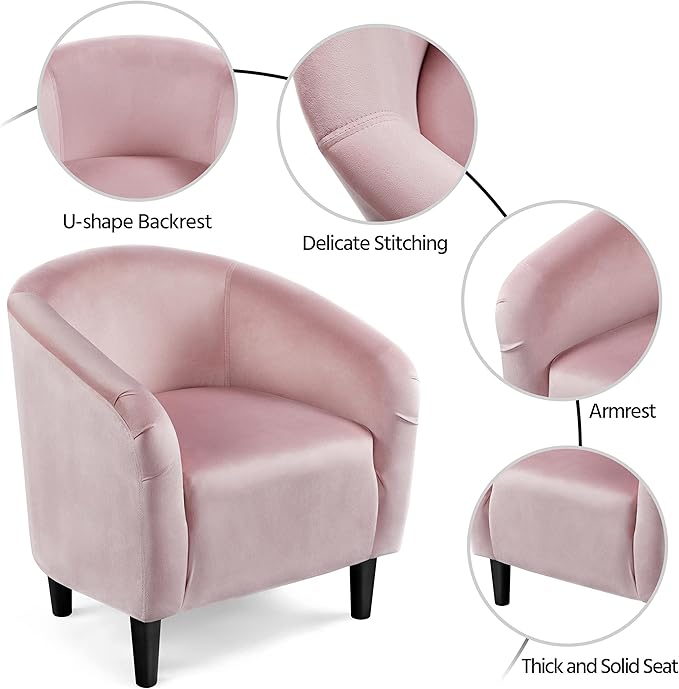 Yaheetech Barrel Chairs, Modern Vanity Chair Soft and Cozy Barrel Chair - Image 6