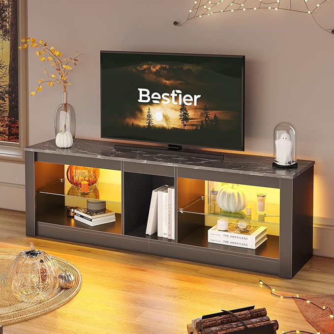Bestier Entertainment Center LED Gaming TV Stand by Bestier