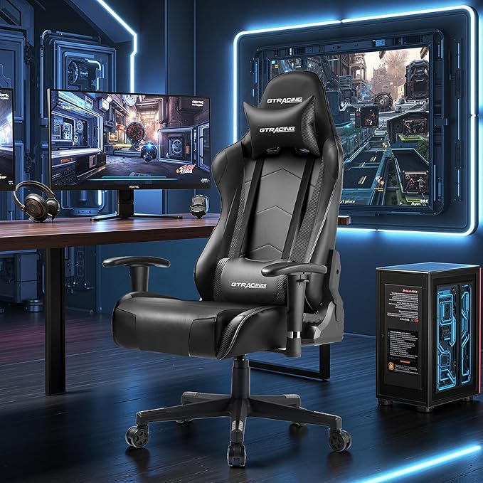 GTRACING Gaming Chair with Reclining Backrest, Adjustable Height and Swivel Base - Image 2