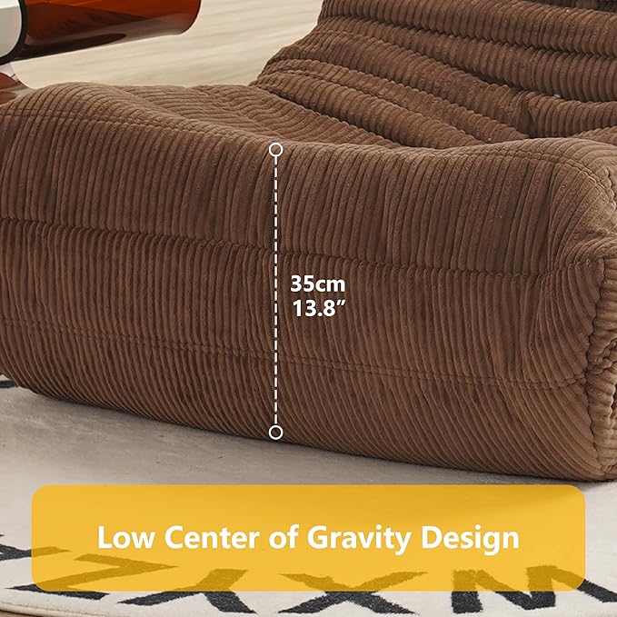 N&V Mid Century Armless Floor Sofa, Soft Premium Corduroy Floor Lounge Chair - Image 2
