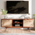 Bme TV Stand with Elegant Curved Shape & Inlaid Rattan, Nancy Solid Wood Tv by Bme