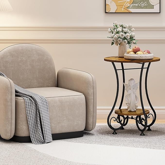 Side Table, Small Round End Table - Image 8