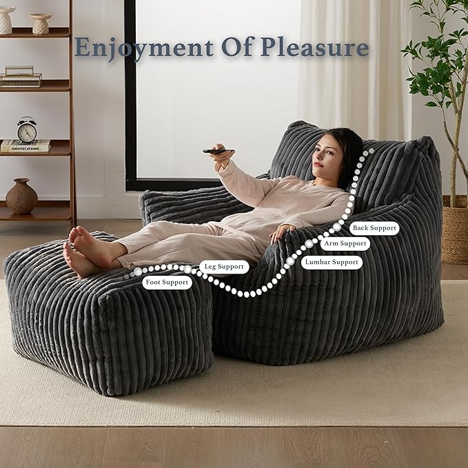 Oversized Bean Bag Chaise Lounge Chair Indoor - Image 5