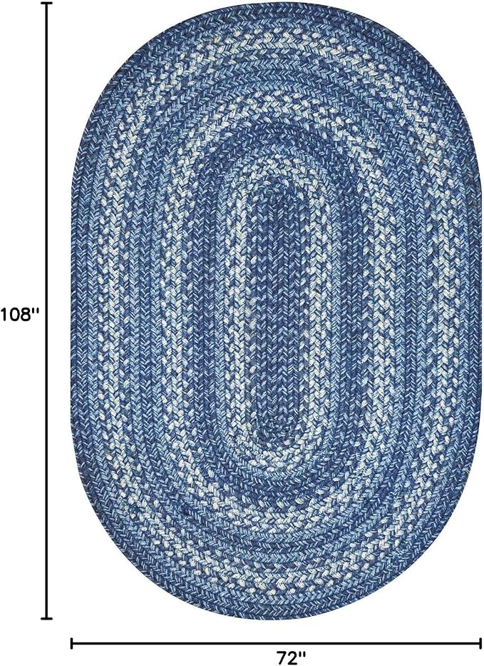 Homespice Denim Jute Blue 6x9' Oval Braided Rugs - Image 2