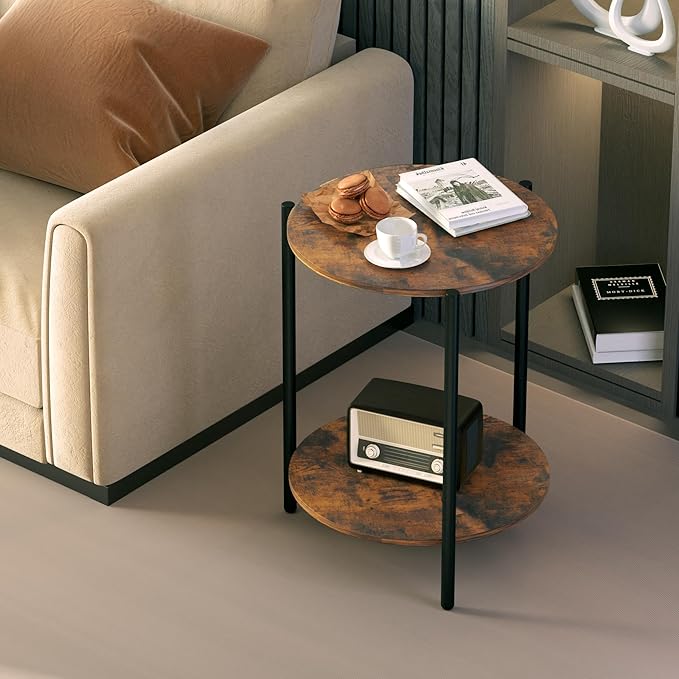 Round Side Table, 2-Tier Circle End Tables - Image 7