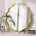 Round Wavy Mirror, 20 Inch Metal Frame Circle Mirror, Round Wall Mounted by Unknown