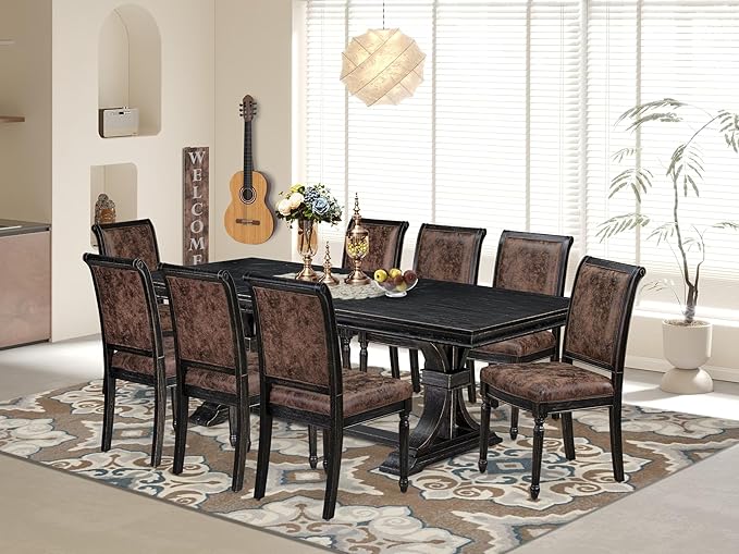 LECY9-SBB-33 9-Piece Modern Dining Table Set Consists of a Dining Table and 8 by LuxebyEastWestFurniture
