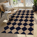Lahome Checkered Easy Jute Entry Rug, 3x5 Black Outdoor Patio Rug by Lahome