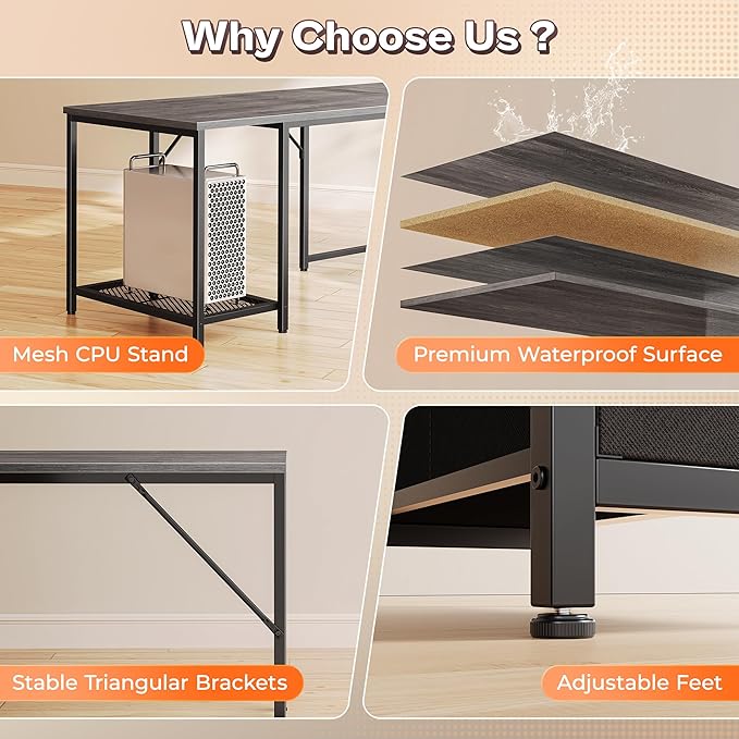 PRAISUN 66 Inch L Shaped Computer Desk - Image 9