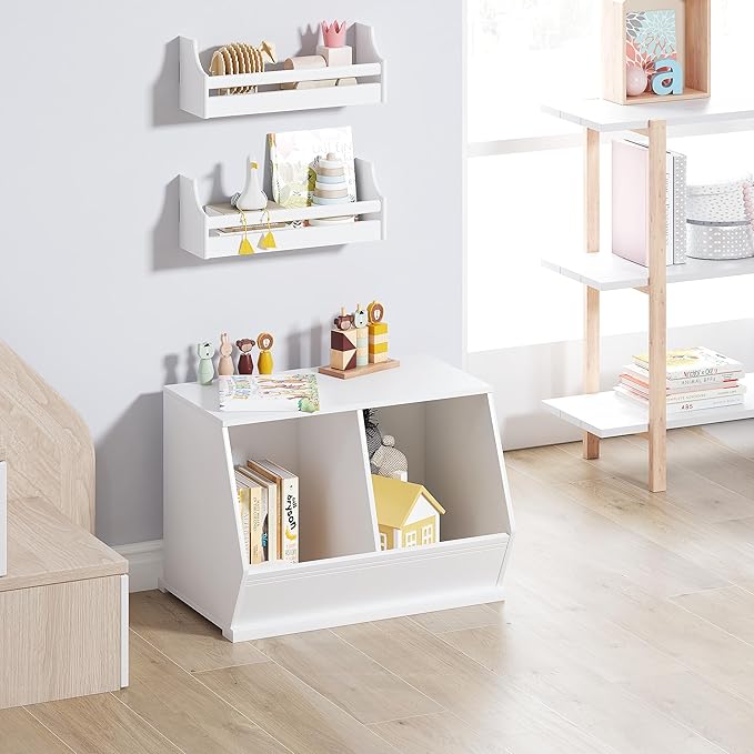 UTEX Stackable Toy Storage Cabinet, Wooden Cubby Organizer, Living Room - Image 5