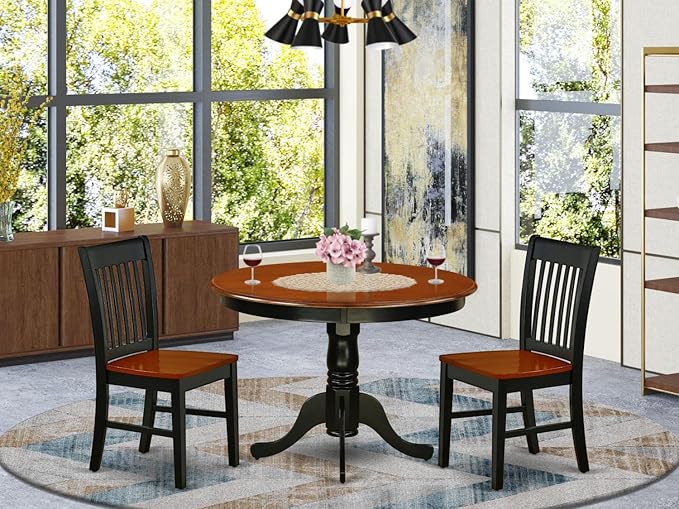 East West Furniture HLNO3-BCH-W 3 Piece Kitchen Table & Chairs Set Contains a - Image 7