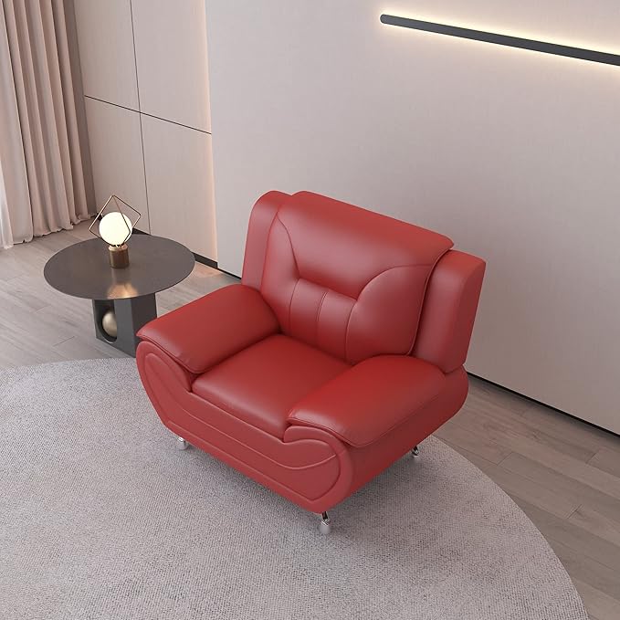 Container Furniture Direct Michael Modern Faux Leather Upholstered Stainless - Image 19