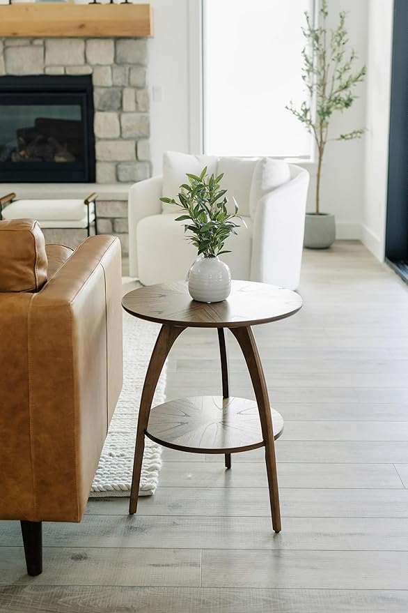 Martin Svensson Home Round Wood Nutmeg Brown Living Room End Side Accent Table by MartinSvenssonHome
