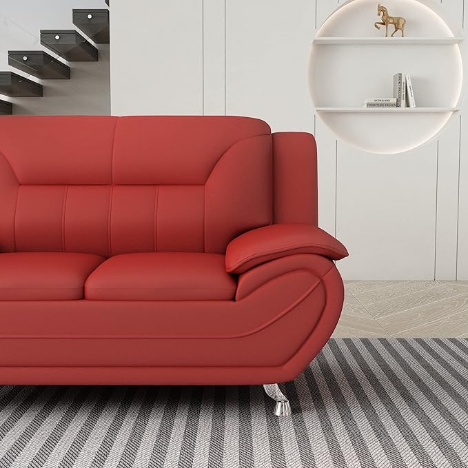 Container Furniture Direct Michael Modern Faux Leather Upholstered Stainless - Image 15