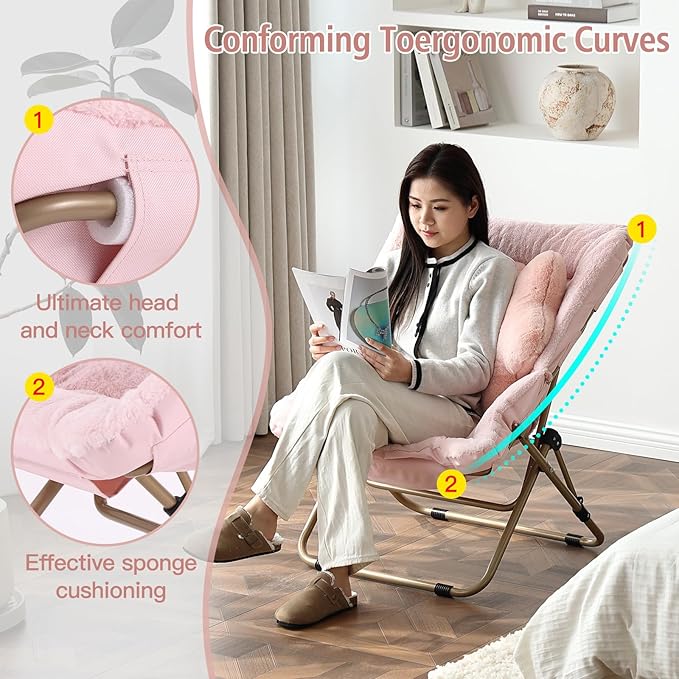 Welnow Comfy Saucer Chair, Oversized Folding Reading Chair - Image 6