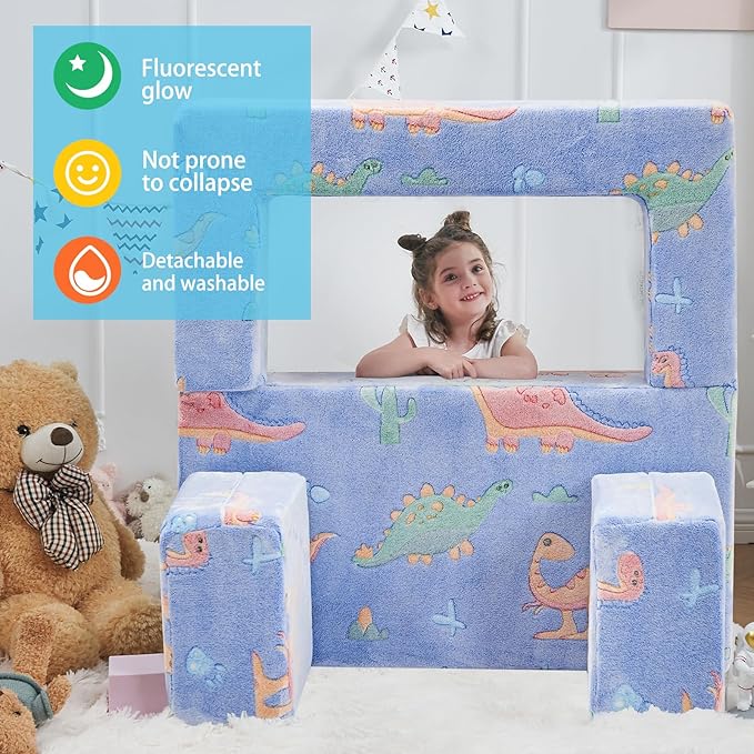 Kids Couch Sofa Modular Toddler Couch, Fold Out Kids Sofa - Image 3