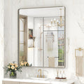 30x36 Inch Brushed Nickel Bathroom Mirror, Brushed Silver Metal Framed Wall by VANLIOBathroomMirror