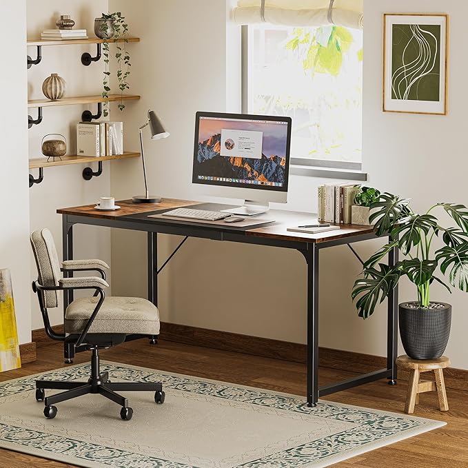 Huuger Computer Desk, 63 Inch Office Desk, Gaming Desk Writing Desk, Work Desk - Image 7