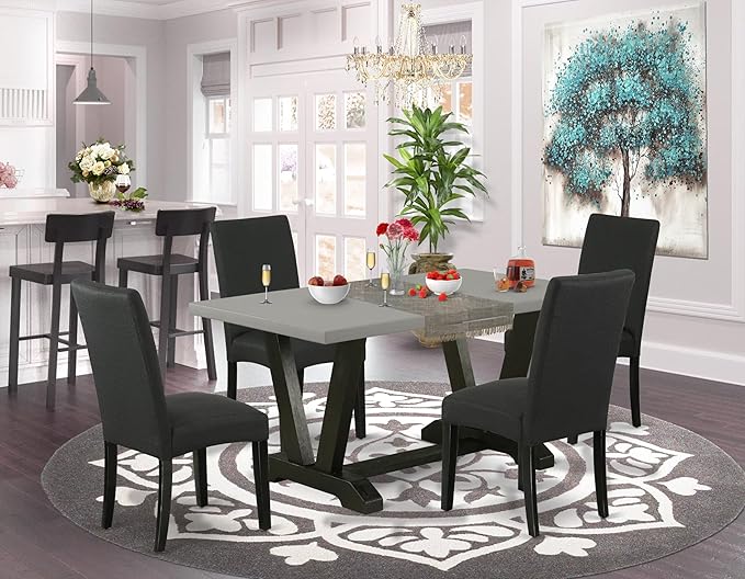 East West Furniture V696DR124-5 5 Piece Kitchen Table Set - Image 2