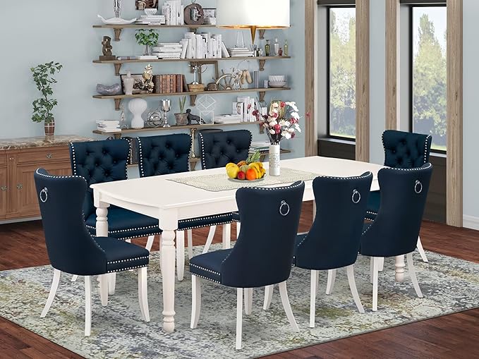 East West Furniture DODA9-LWH-29 9 Piece Dining Set Consists of a Rectangle - Image 2