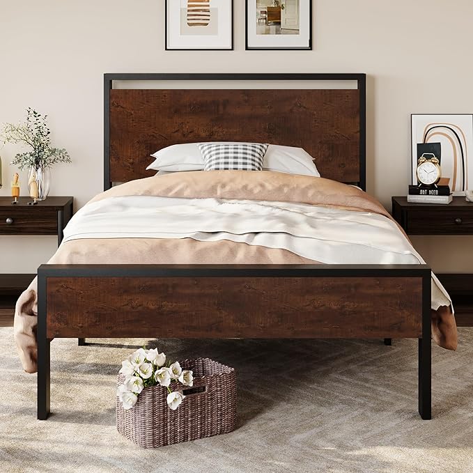 SHA CERLIN 14 Inch Twin Size Metal Platform Bed Frame - Image 3