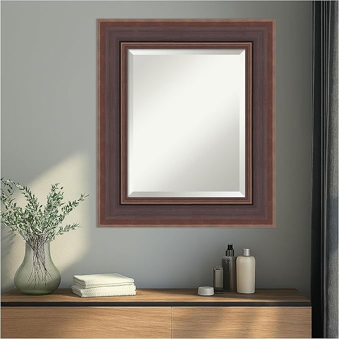Amanti Art Brown Wall Mirror 28x24 Moab Brown Bronze Rectangle Bathroom Mirror - Image 5