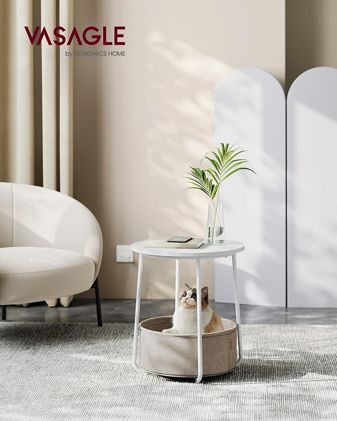 VASAGLE Small Round Side End Table, Modern Nightstand - Image 2