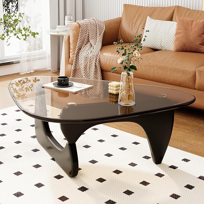Glass Coffee Table for Living Room Mid Century Modern Triangle Center Table - Image 4