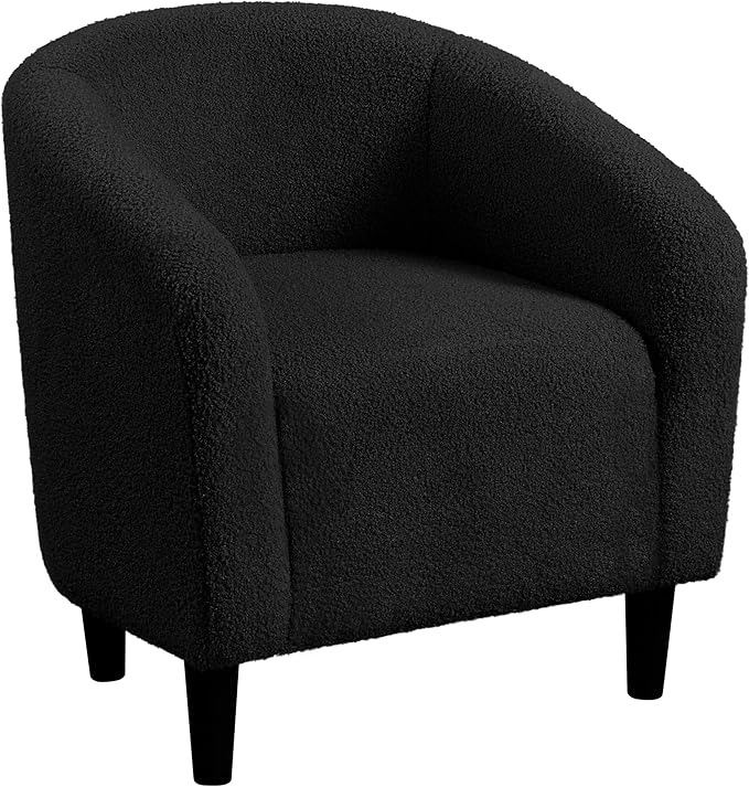 Yaheetech Accent Barrel Chair, Boucle Fabric Club Chair, Furry Sherpa Elegant by Yaheetech