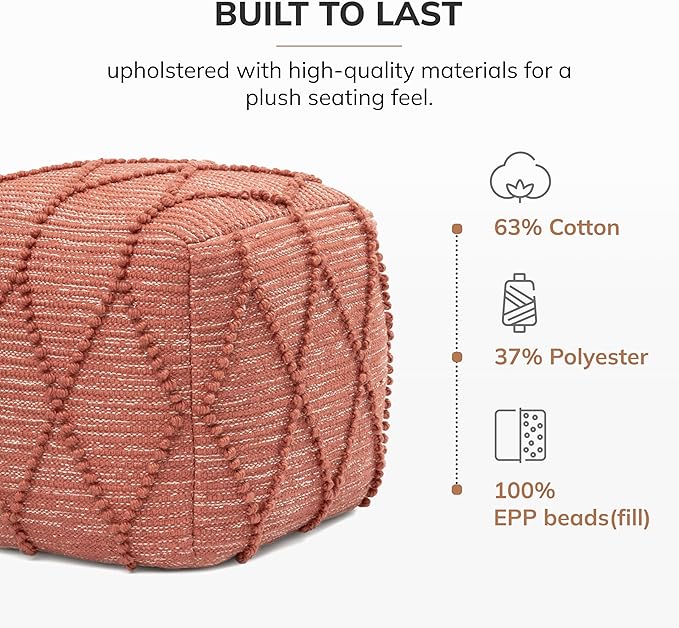 Anji Mountain 100% Handmade & Handcrafted Comfortable Home Décor Pouf Ottoman - Image 5