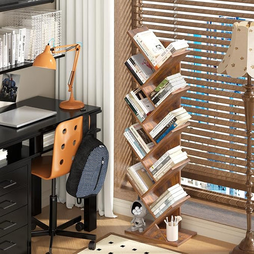 10 Tier Tree Book Shelf, Floor Standing Wood Bookshelf - Image 2