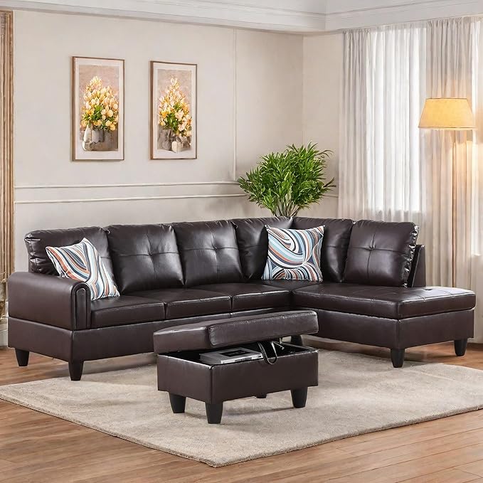 L Shaped Sectional Couches, Leather Couch Modular Sectional Sofa - Image 3