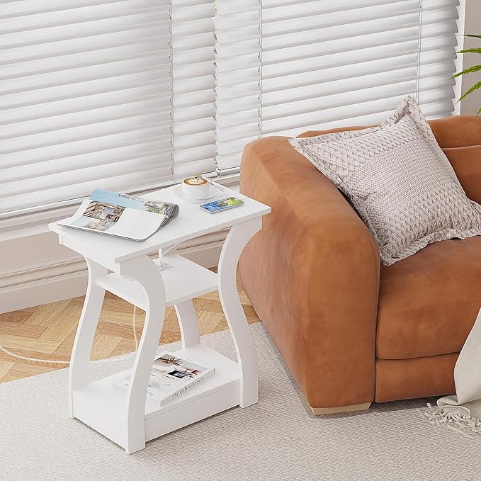 End Tables Living Room Set of 2, End White Table - Image 3