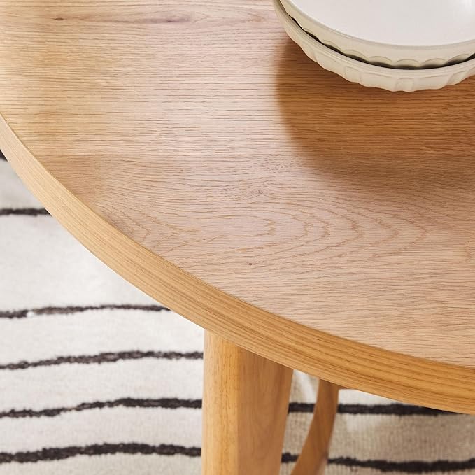 Walker Edison Modern Farmhouse Rustic Solid Oak Wood Oval Dining Table - Image 5