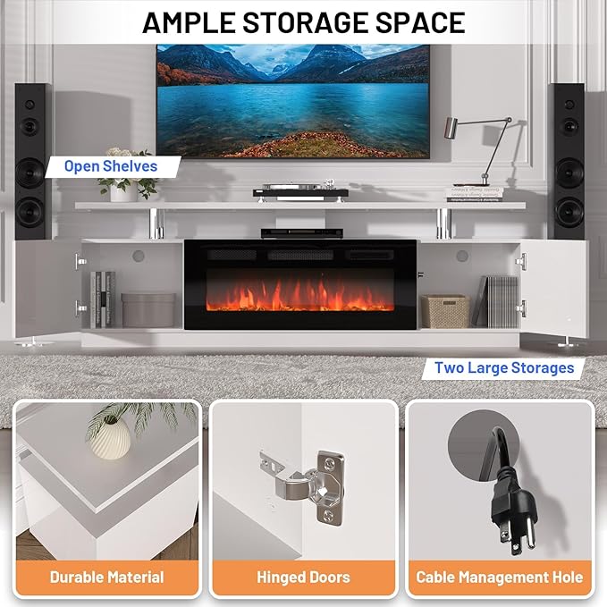 GarveeHome 70 Inch Fireplace TV Stand - Image 4
