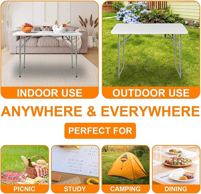 4ft Plastic Folding Table, Kids Folding Activity Table - Image 9