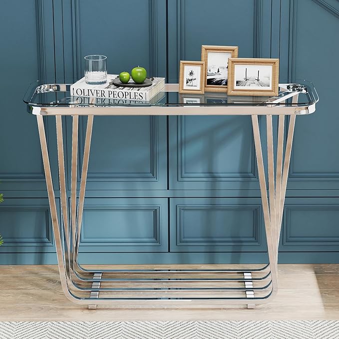 OIOG Glass Console Table for Entryway, Modern Entrance Table - Image 5