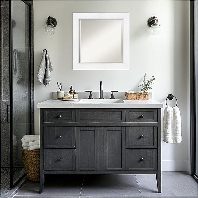 Amanti Art White Bathroom Mirror - Image 4